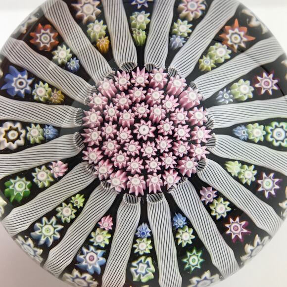 Perthshire PP94 Millefiori Latticinio Rods Circa 2000-2002 Domed LE Paperweight - Picture 5 of 12